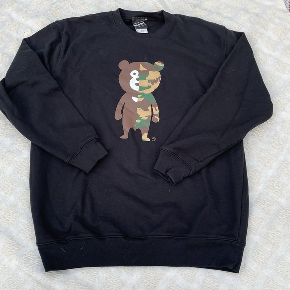 HTF BEAMS TAION Black Military Cameo Bear Sweater Sweatshirt XL X-Large